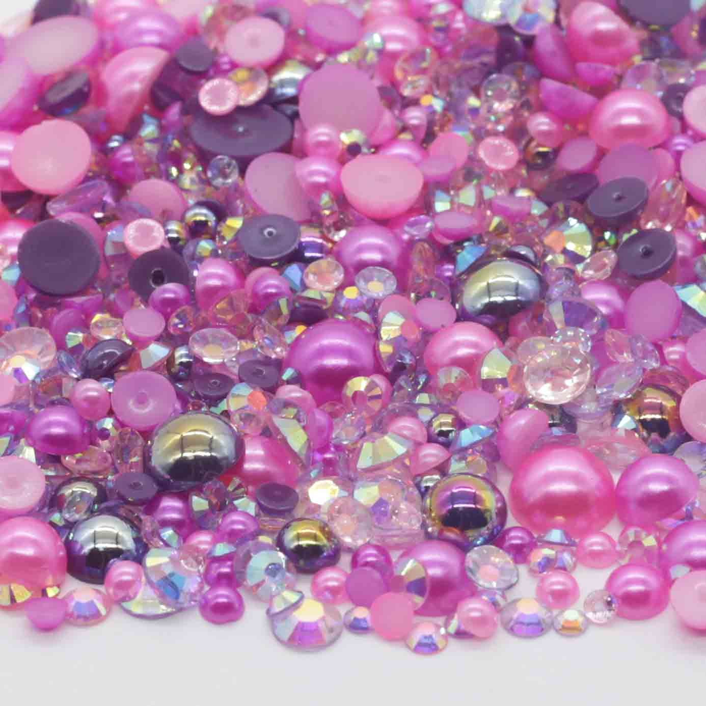 XULIN RP16#Flatback Pearls and Rhinestone Mix Pearl Sizes 3-10mm | Rhinestone sizes 2-6mm | Mixed Co