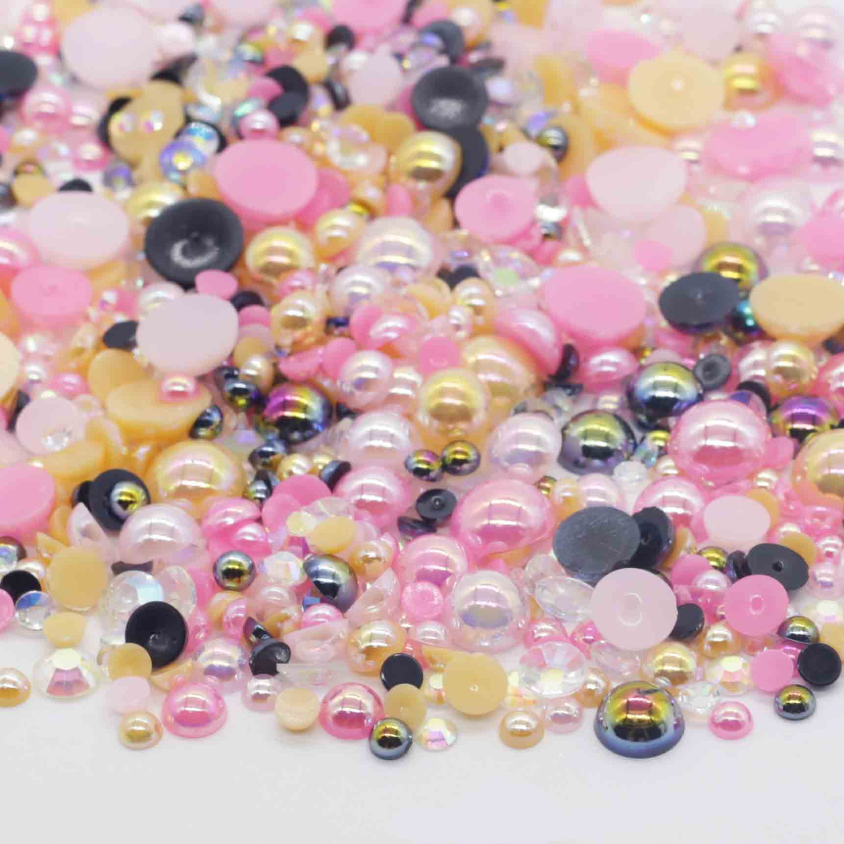 XULIN RP18#Flatback Pearls and Rhinestone Mix Pearl Sizes 3-10mm | Rhinestone sizes 2-6mm | Mixed Co