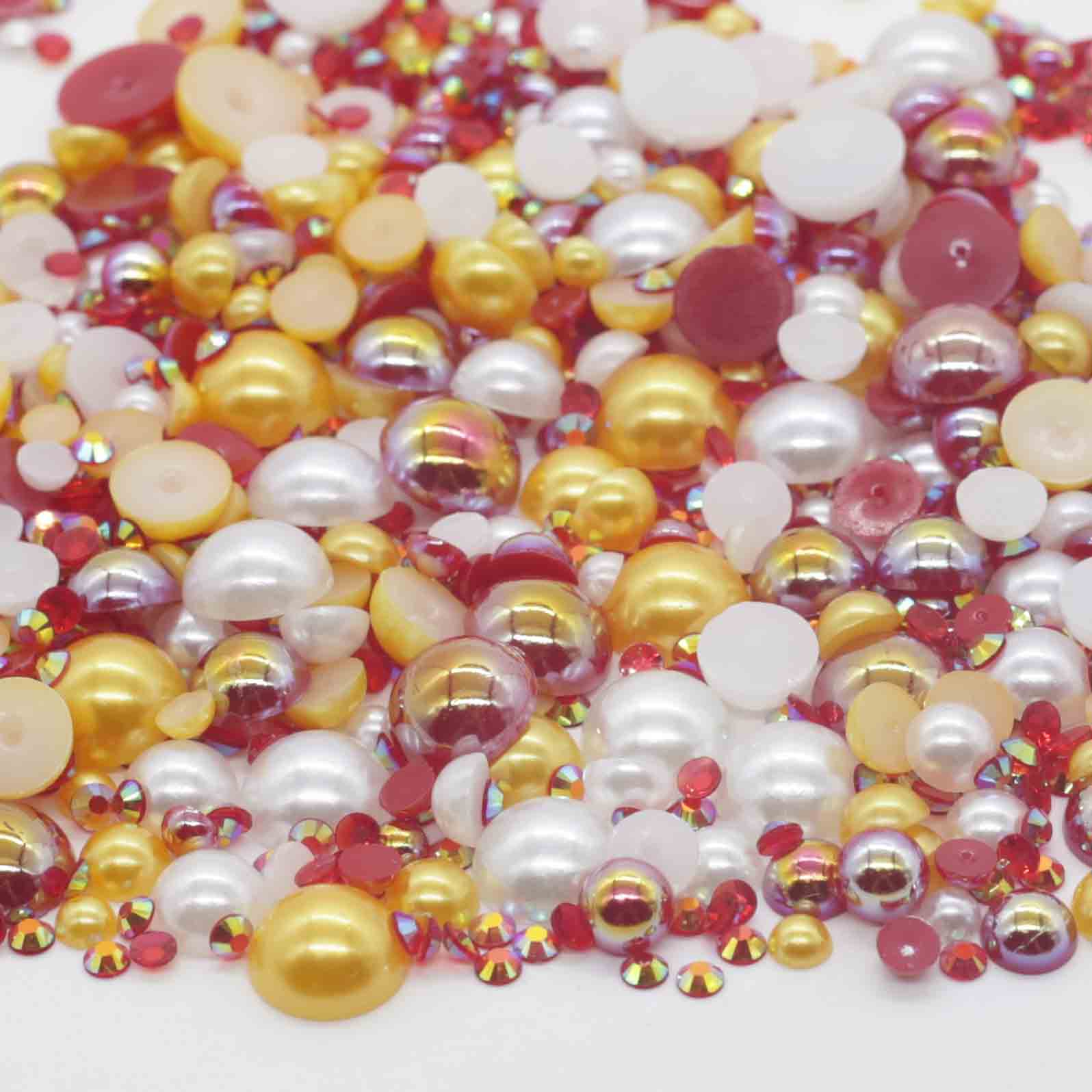 XULIN RP19#Flatback Pearls and Rhinestone Mix Pearl Sizes 3-10mm | Rhinestone sizes 2-6mm | Mixed Co