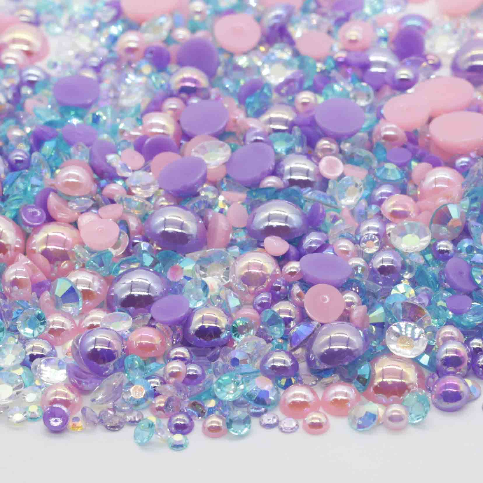 XULIN RP21#Flatback Pearls and Rhinestone Mix Pearl Sizes 3-10mm | Rhinestone sizes 2-6mm | Mixed Co