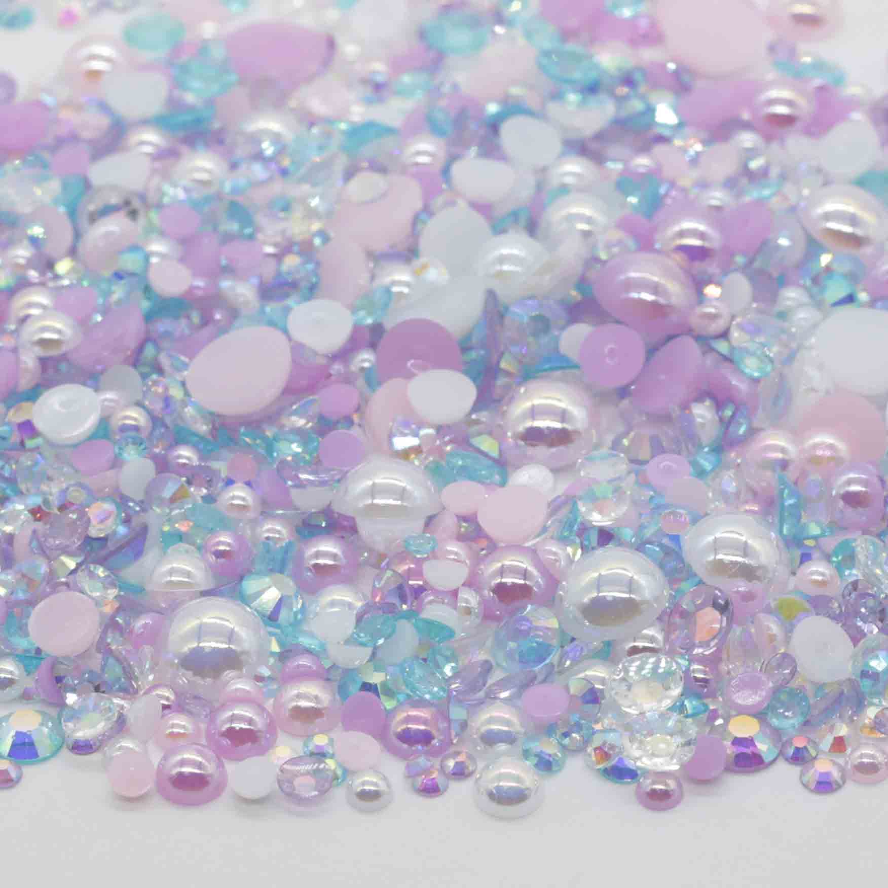 XULIN RP23#Flatback Pearls and Rhinestone Mix Pearl Sizes 3-10mm | Rhinestone sizes 2-6mm | Mixed Co