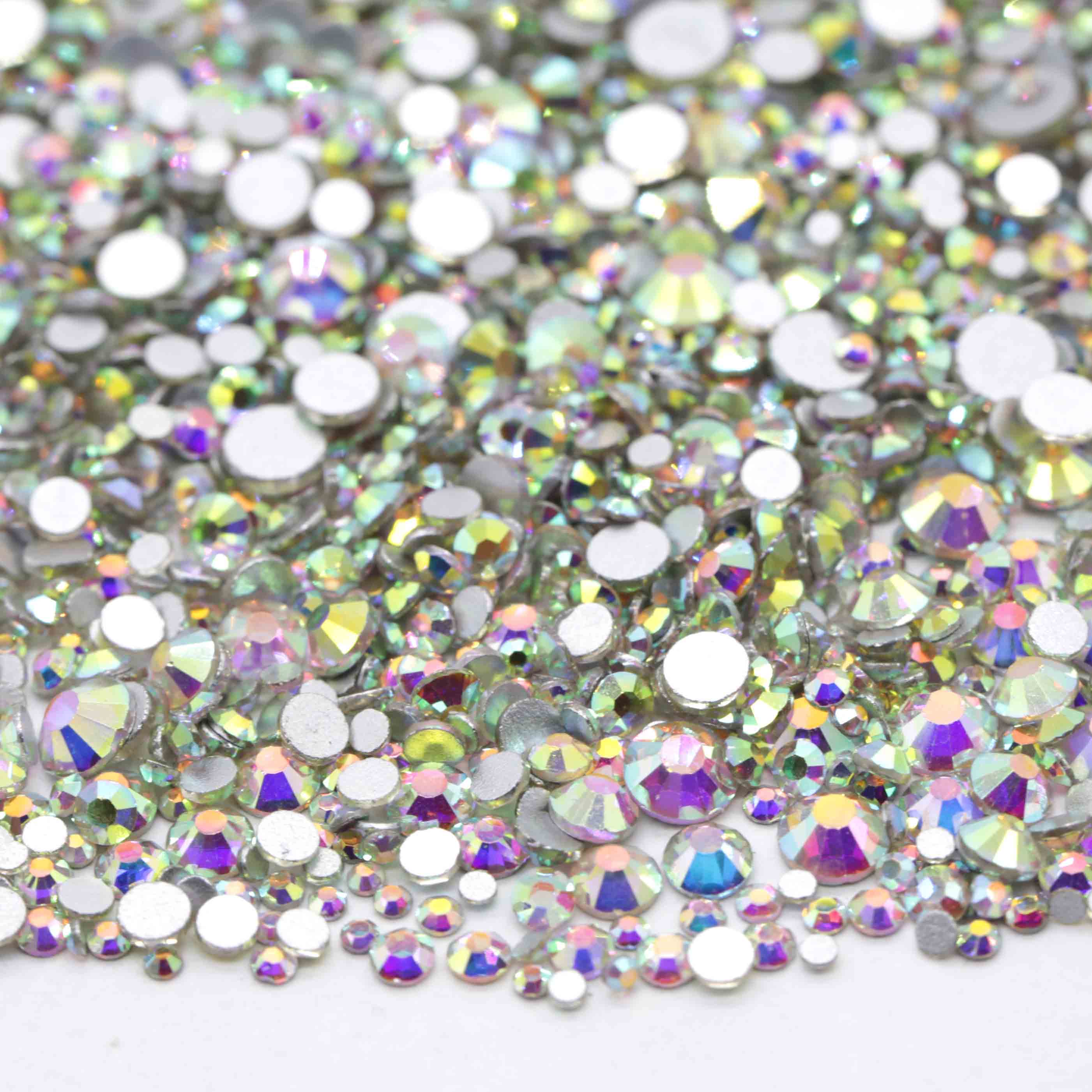 XULIN B02#Crystal AB Mix Size Rhinestone Non Hotfix Flatback Crystal AB Glass Rhinestone