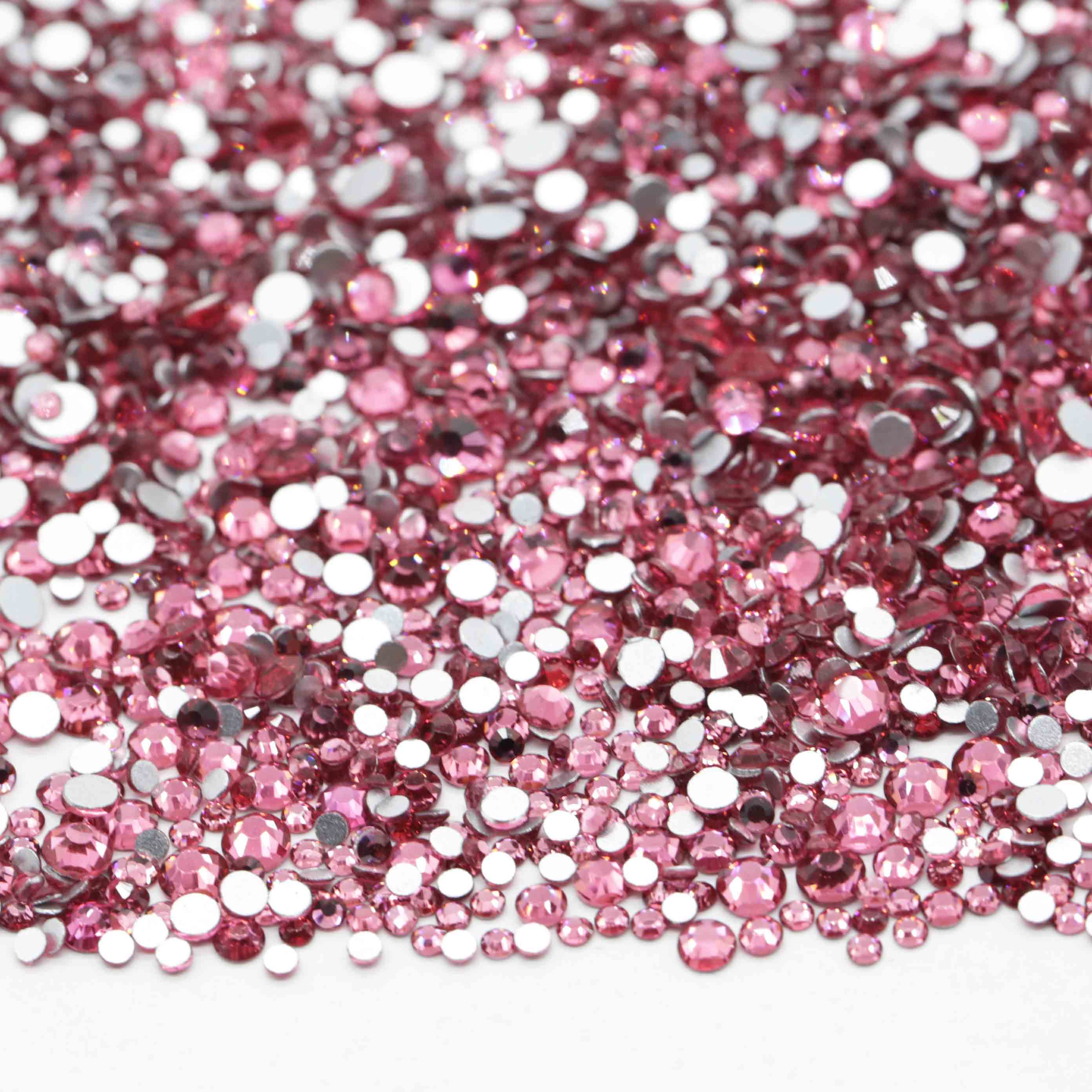 XULIN B05#Rose Mix Size Rhinestone Non Hotfix Flatback Crystal Glass Rhinestone