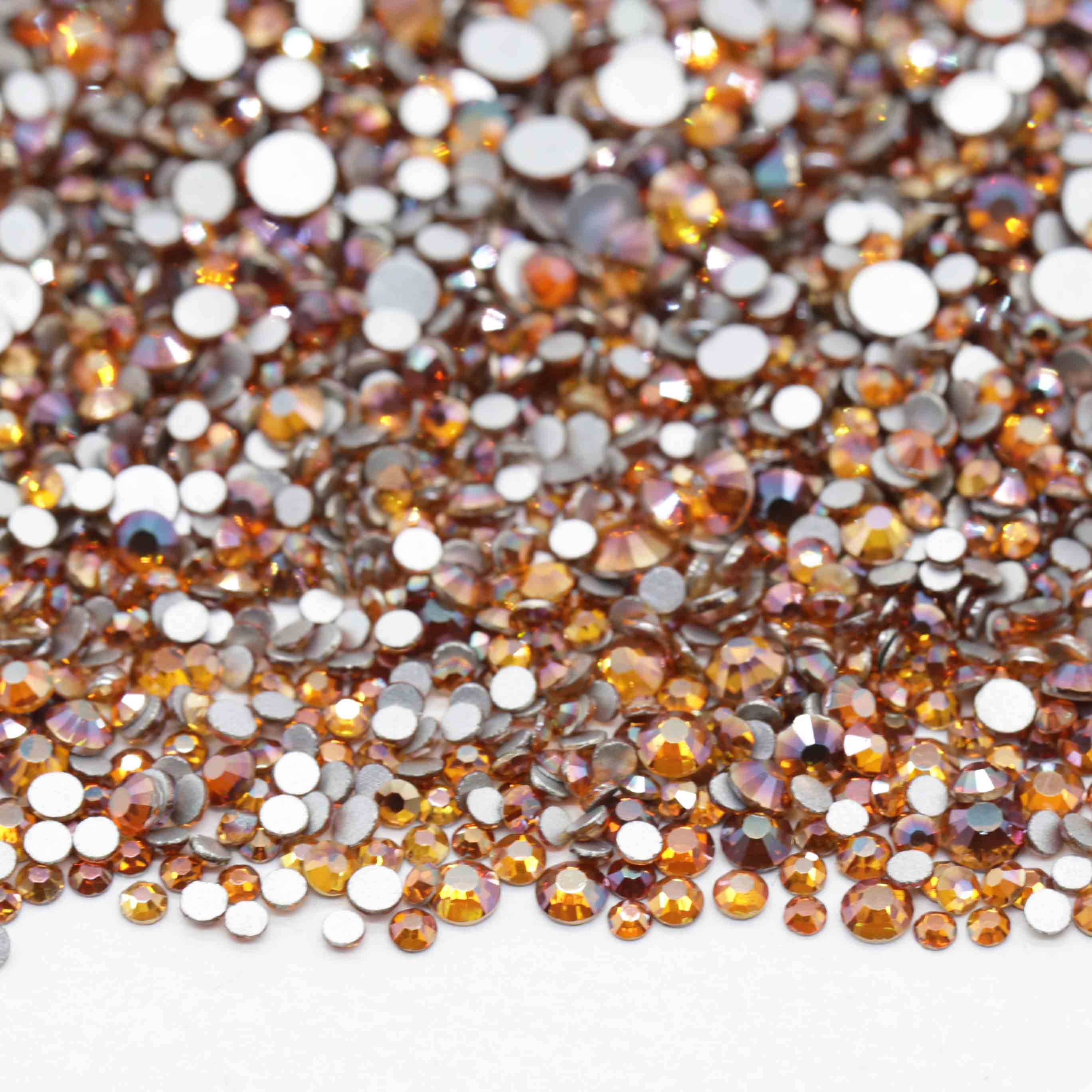 XULIN B46#Amber Mix Size Rhinestone Non Hotfix Flatback Crystal Glass Rhinestone