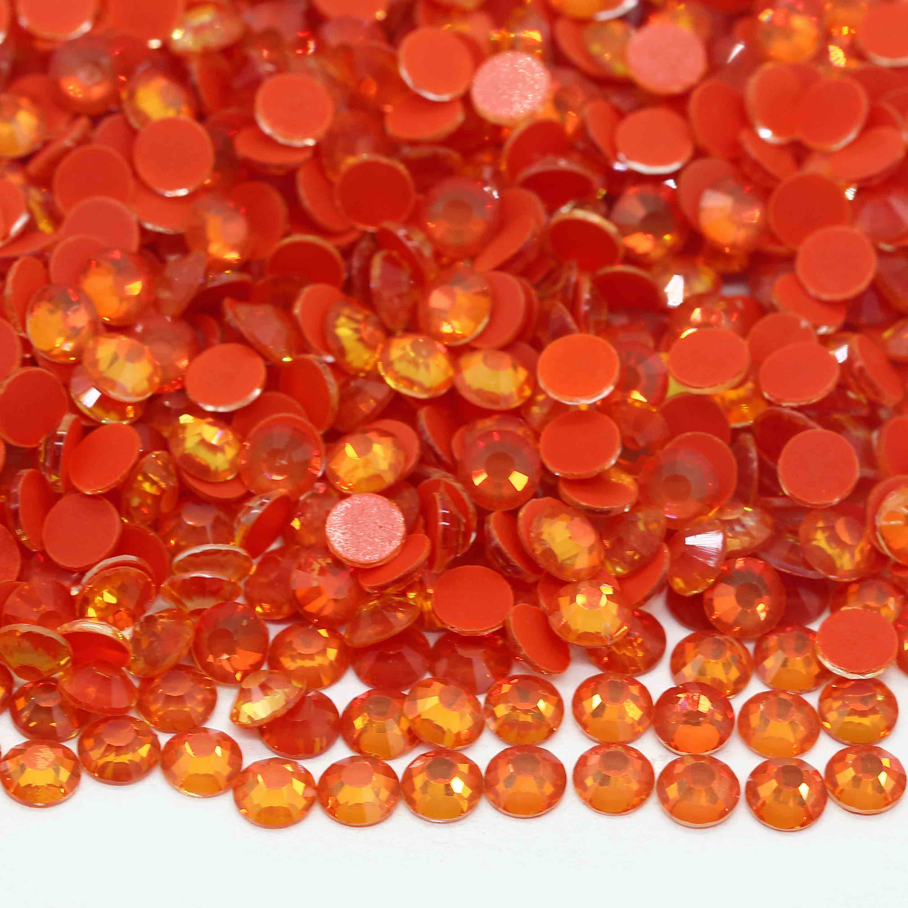 XULIN Rhinestone N42#Persimmon Wholesale Flatback Non Hotfix Neon Glass Rhinestone  Glow Under UV 