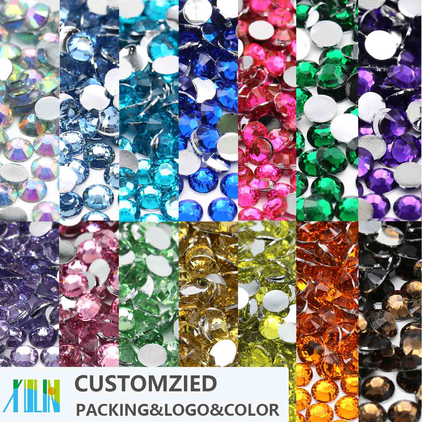 XULIN Customized Package Products Color Logo Resin Rhinestone