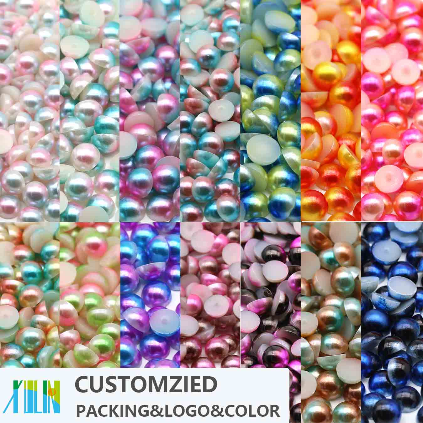 XULIN Customized Package Finished Products Color Logo Rainbow ABS Half Pearl