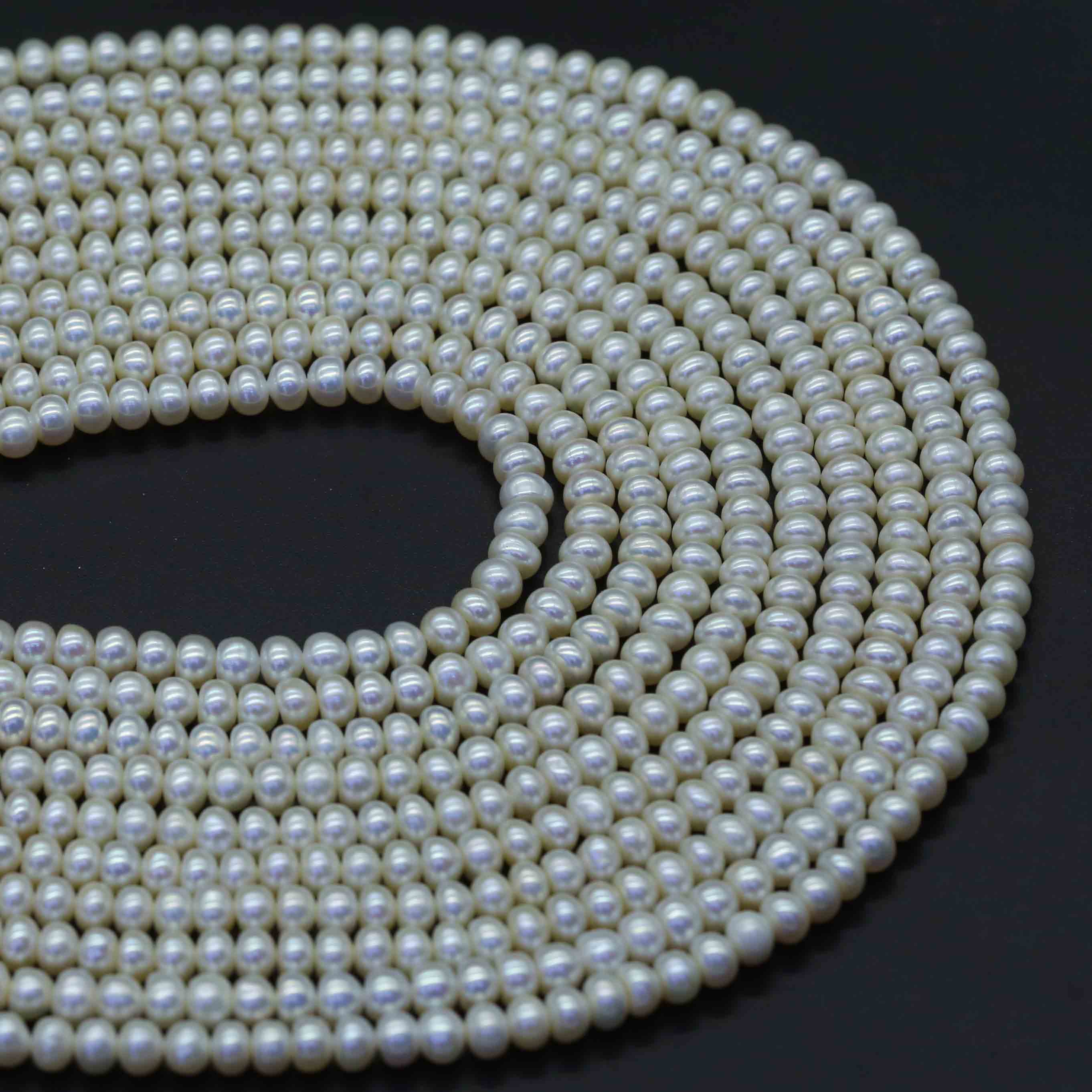 Xulin 4-5mm 5-6mm 6-7mm 7-8mm Flat Shape White Natural Freshwater Pearl Beads for Pendants  Earrings