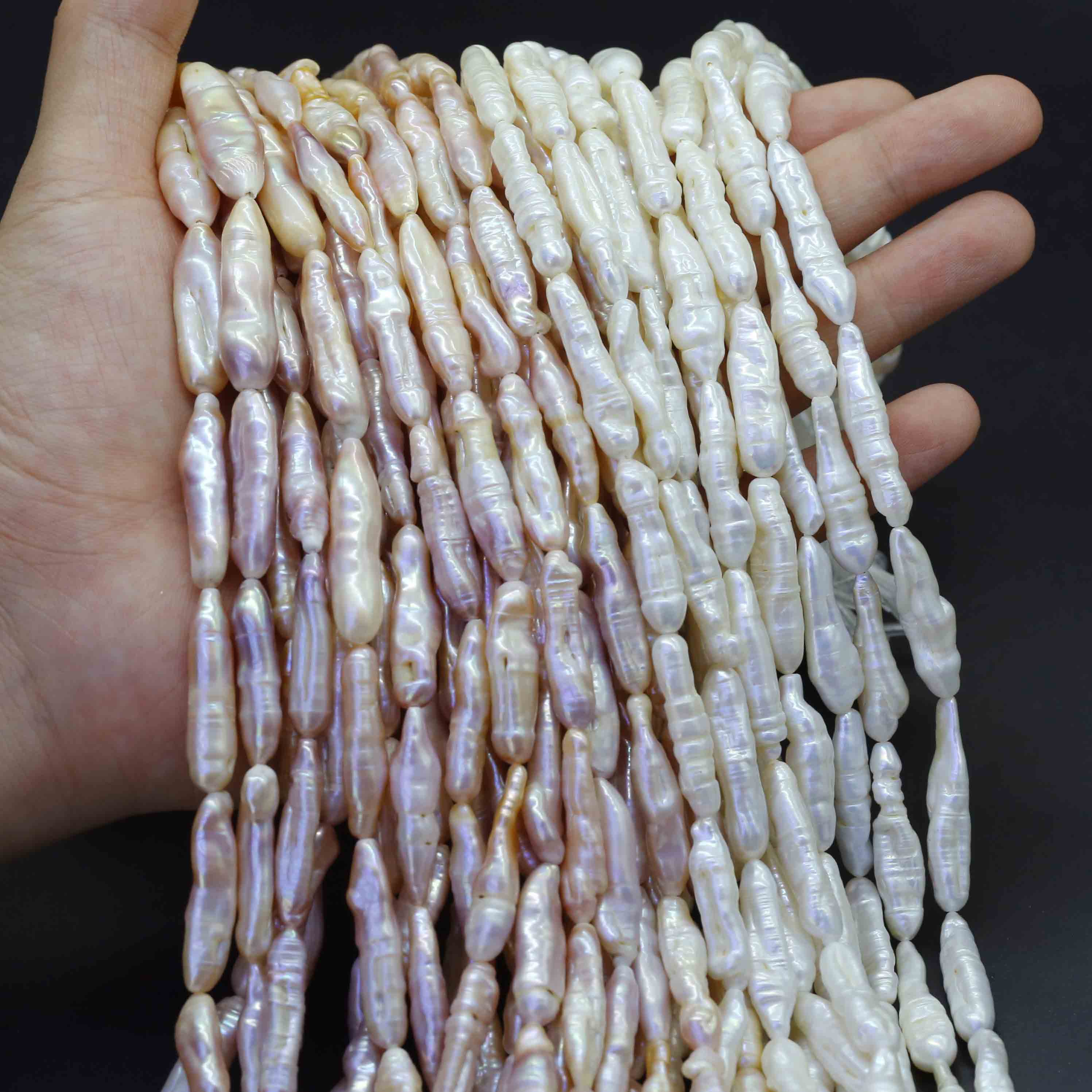 Xulin Wholesale 8x26mm High Luster Biwa Stick White & Pink Lavender Colors Two-Side Freshwater L