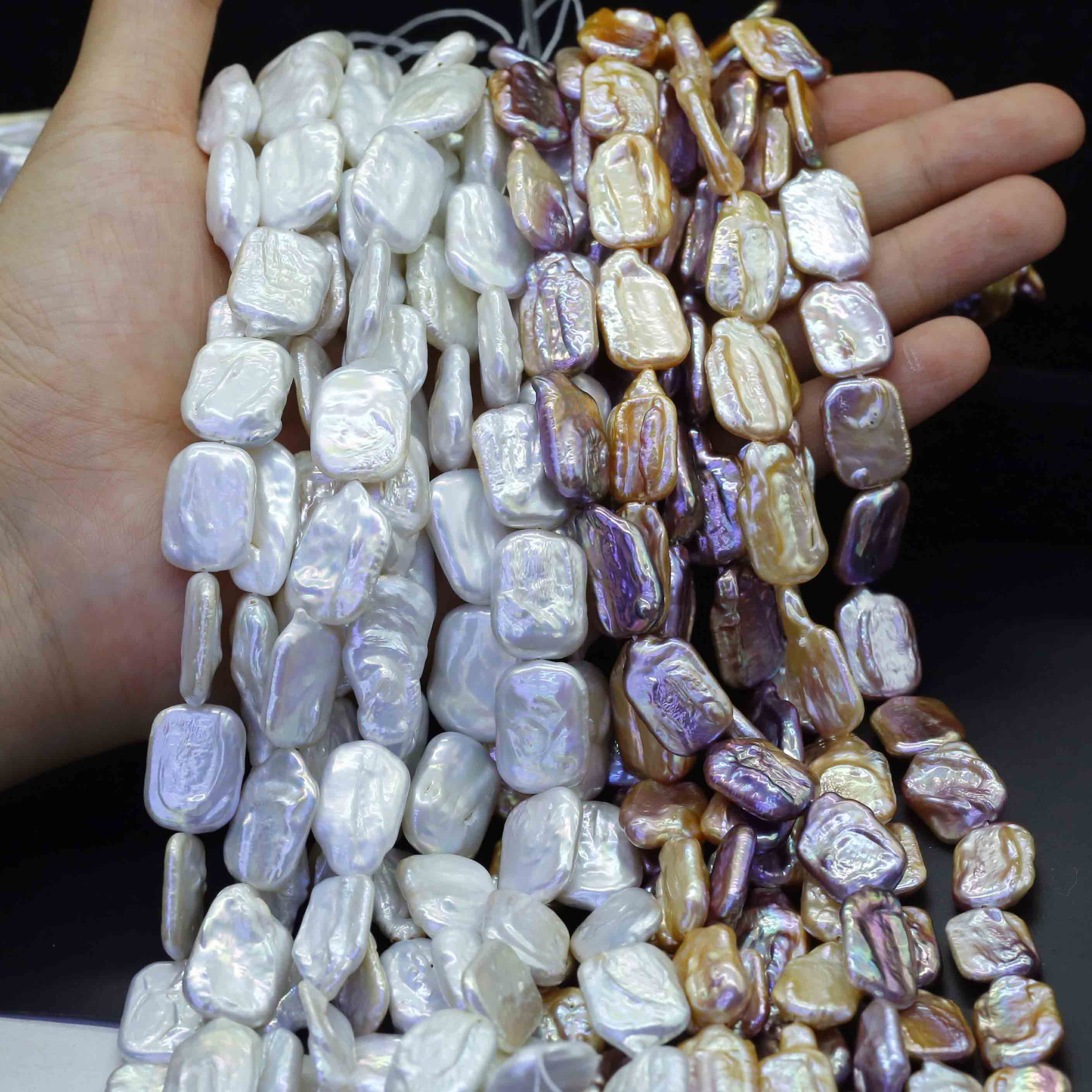 Xulin 15*20mm Pink Lavender Rectangle Shape Freshwater Pearl Strands for Earrings & Pendants Jew